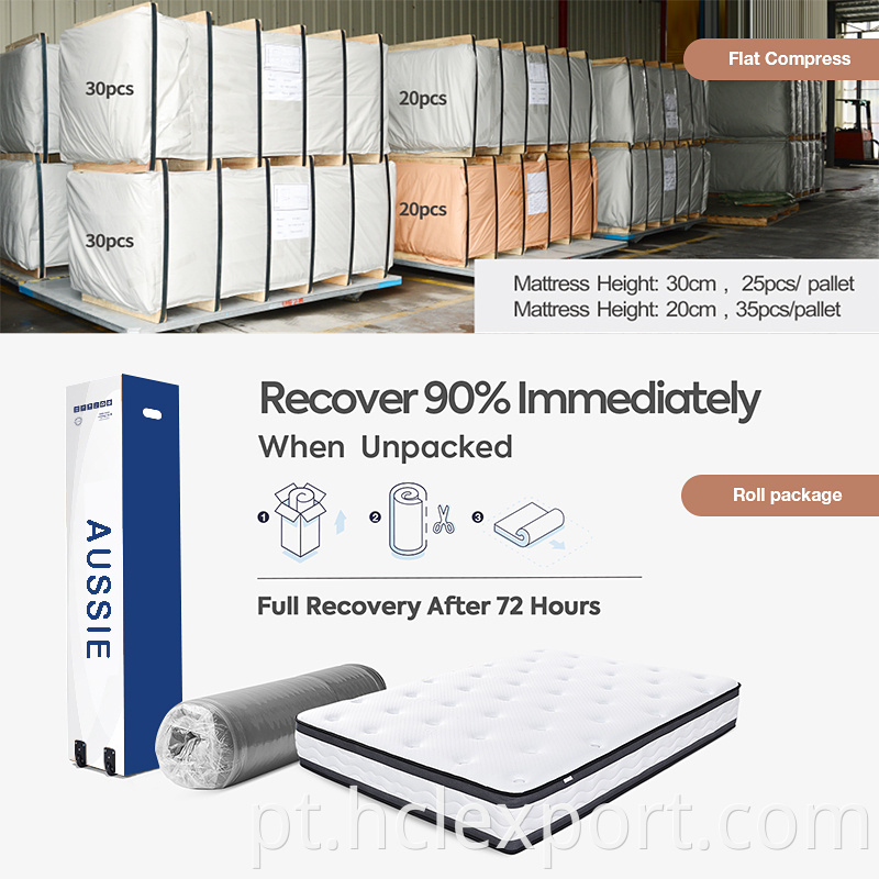 Importação premium por atacado de colchões de cama modernos para móveis de casa em uma caixa King tamanho de primavera em gel em gel de memória de memória